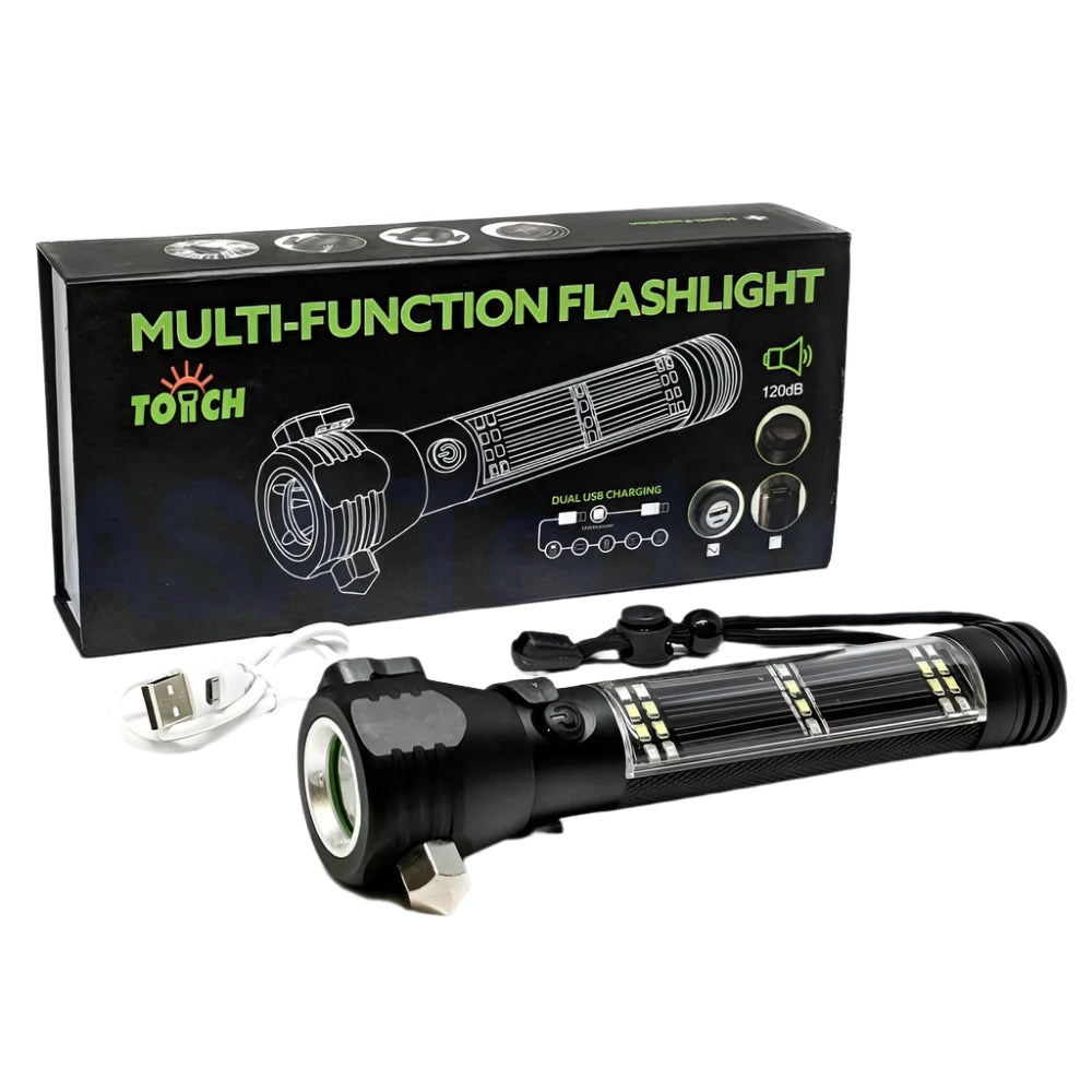 Roadside HERO ™ 9-IN-1 Multi-Function Flashlight / Survival Tool / Power Bank / Solar & USB