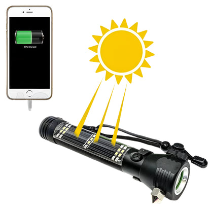 Roadside HERO ™ 9-IN-1 Multi-Function Flashlight / Survival Tool / Power Bank / Solar & USB