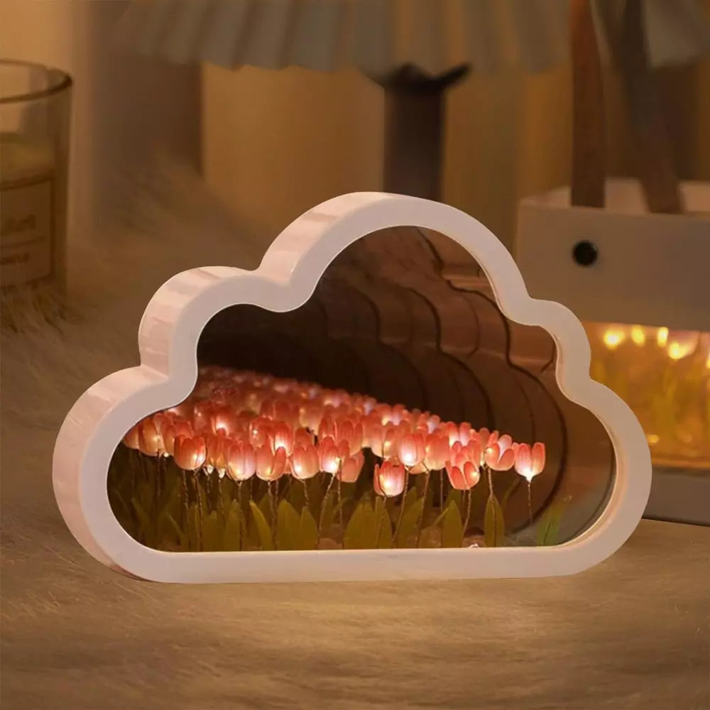 Eternal cloud mirror tulips - LED mirror with infinity effect