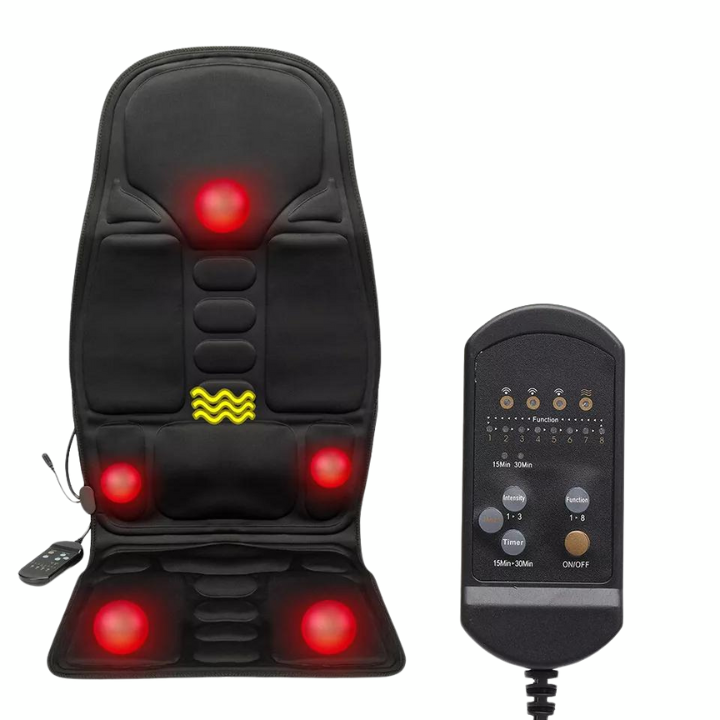 8 Mode Massage Chair Pad With Heated Back Neck Cushion For Car & Home