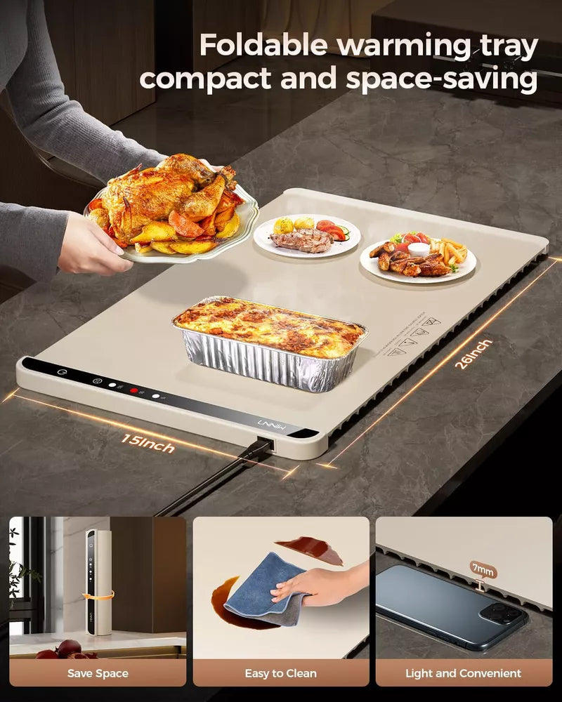 Food Warming Mat, Adjustable Heat, Perfect for Christmas, Keeps Food Warm for Hours