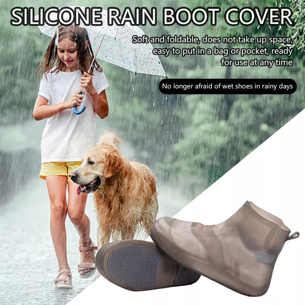 Waterproof Silicone Shoe Cover High Top Rain Boots Cover Non-slip Shoes Protector Outdoor Reusable Thickened Footwear