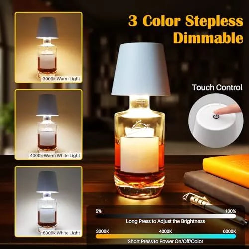 Rechargeable Wine Bottle Table Lamp Head
