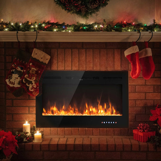 40-Inch Electric Fireplace Recessed with Thermostat - Gallery View 1 of 12