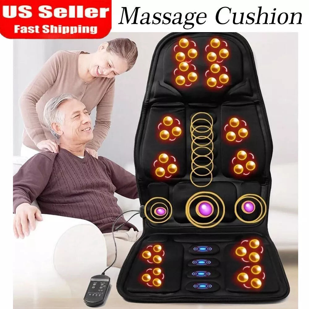 8 Mode Massage Chair Pad With Heated Back Neck Cushion For Car & Home