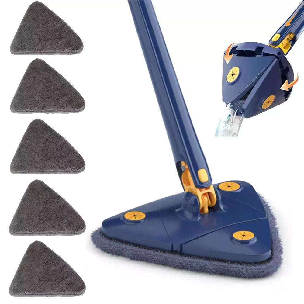 Telescopic Triangle Mop - 360° Rotatable Adjustable Cleaning Mop Extendable with Long Handle Hand