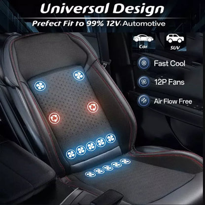 Airflow Comfort Ride Car Seat - Ventilated Cooling Seat Cover with Massage