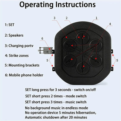 Music Boxing Machine – Interactive Bluetooth Punch Trainer with LED & App Support