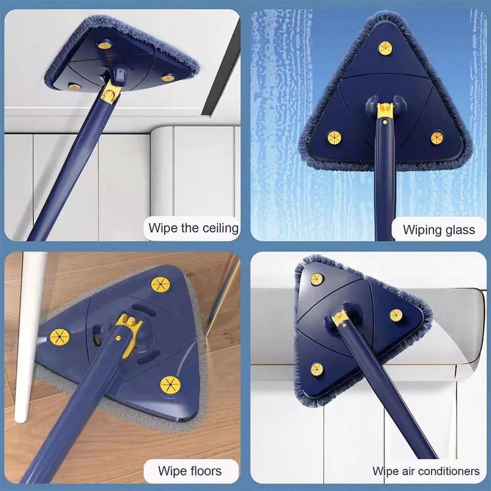 Telescopic Triangle Mop - 360° Rotatable Adjustable Cleaning Mop Extendable with Long Handle Hand