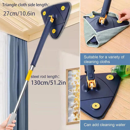 Telescopic Triangle Mop - 360° Rotatable Adjustable Cleaning Mop Extendable with Long Handle Hand