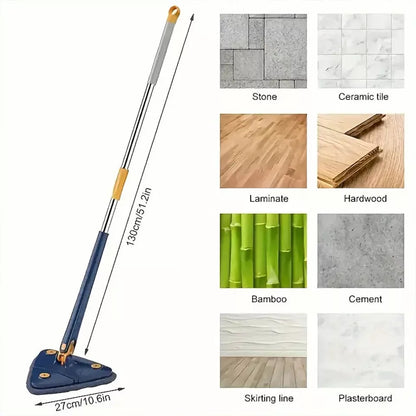 Telescopic Triangle Mop - 360° Rotatable Adjustable Cleaning Mop Extendable with Long Handle Hand