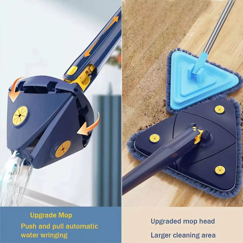 Telescopic Triangle Mop - 360° Rotatable Adjustable Cleaning Mop Extendable with Long Handle Hand