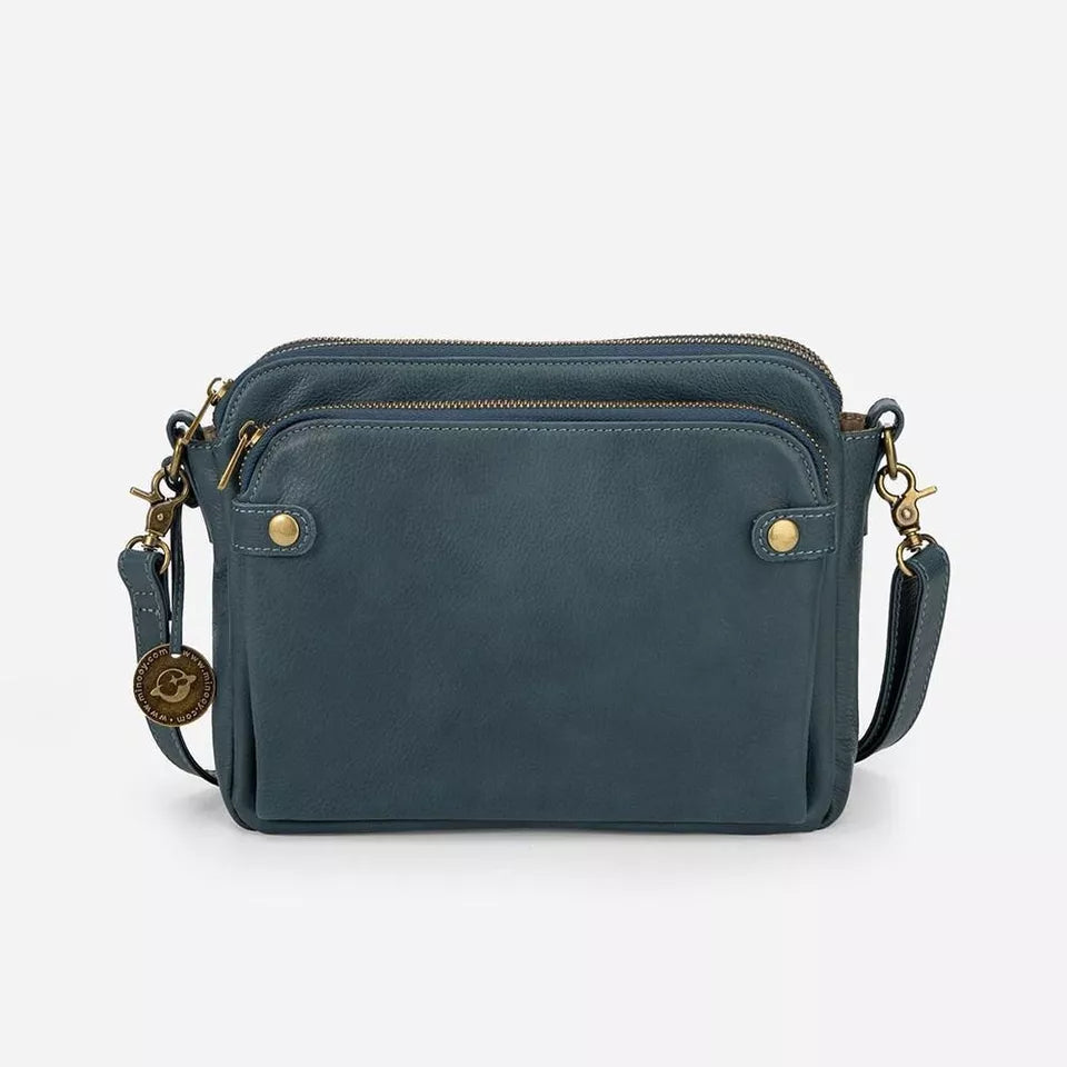 Three-Layer Crossbody Leather Shoulder Bag & Clutch