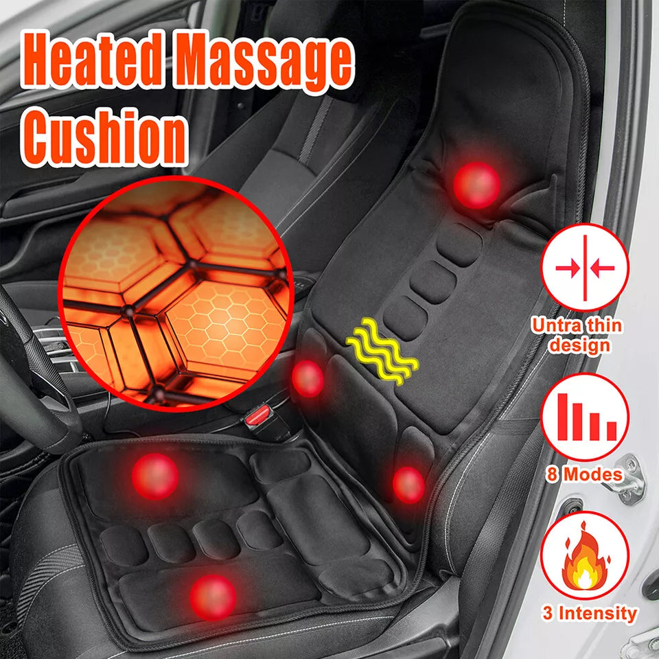 8 Mode Massage Chair Pad With Heated Back Neck Cushion For Car & Home