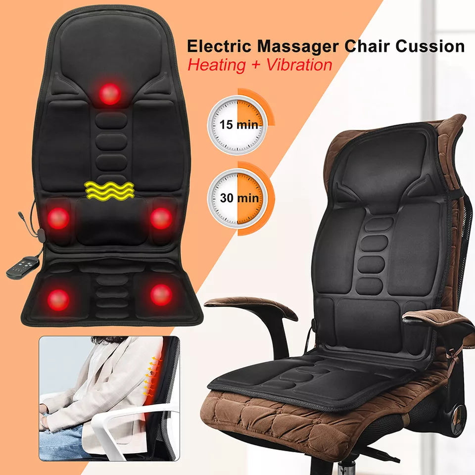 8 Mode Massage Chair Pad With Heated Back Neck Cushion For Car & Home