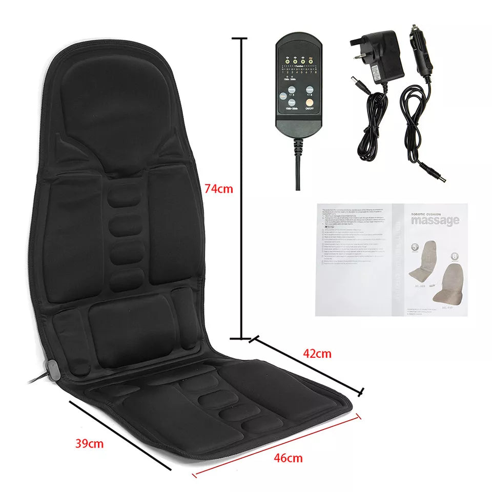 8 Mode Massage Chair Pad With Heated Back Neck Cushion For Car & Home